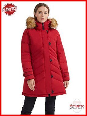 Women's Hooded Slim Puffer Jacket Quilted Mid Length Winter Down Coat